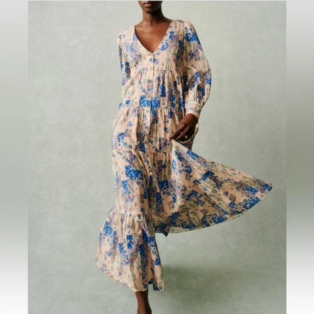 Sezane Benedetta Patchwork Print Dress - Picture 2 of 15